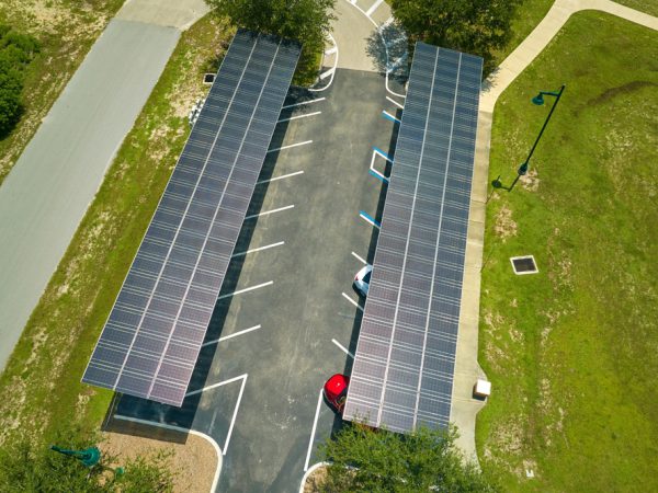Solar,Panels,Installed,Over,Parking,Lot,For,Parked,Cars,For